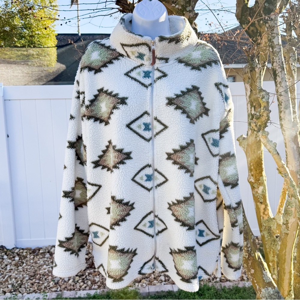 Jason Maxwell 1X Aztec Sherpa Zip Jacket Southwestern Fleece